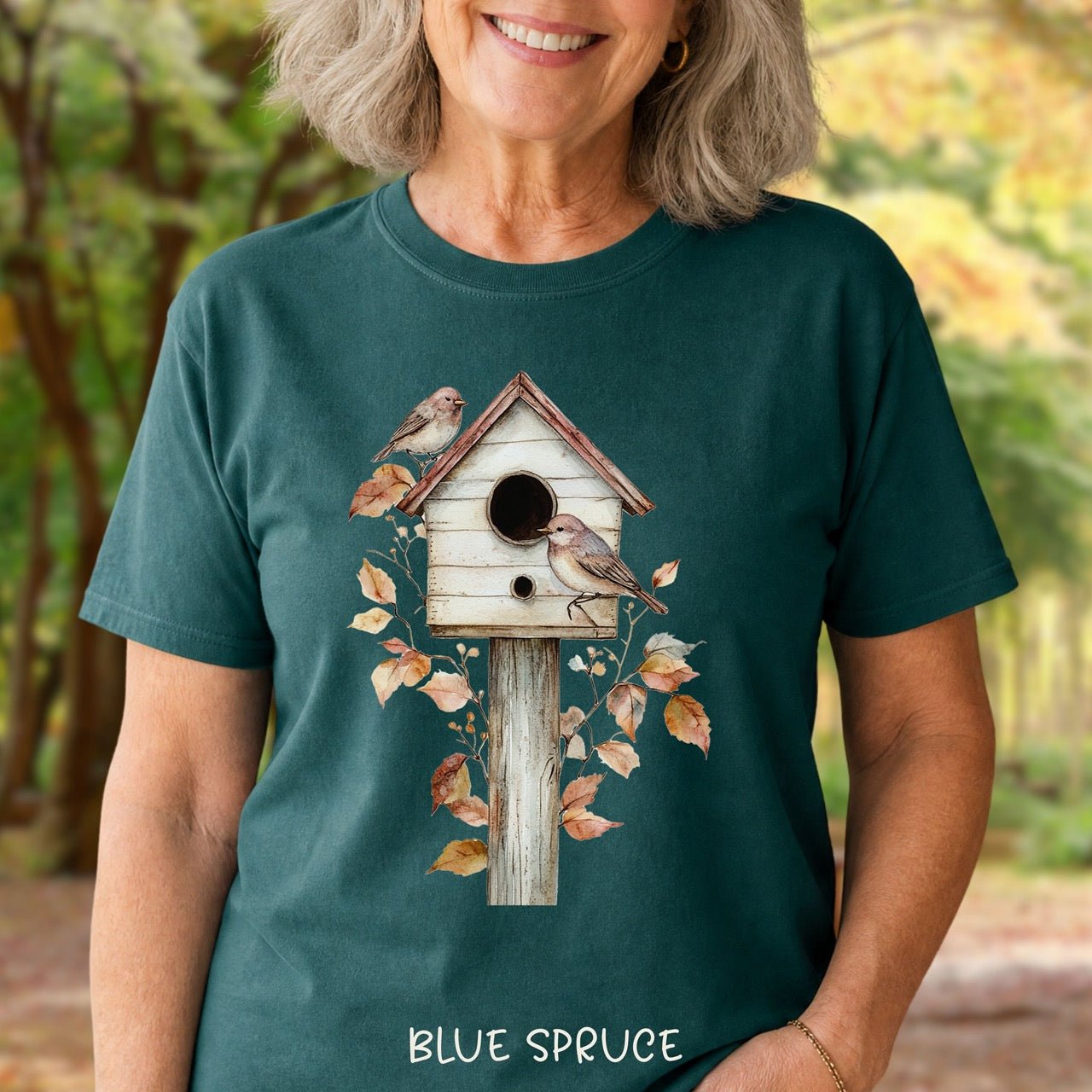 Rustic Birdhouse & Fall Leaves T-Shirt