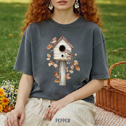 Rustic Birdhouse & Fall Leaves T-Shirt