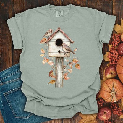 Rustic Birdhouse & Fall Leaves T-Shirt