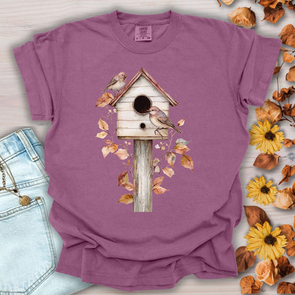 Rustic Birdhouse & Fall Leaves T-Shirt
