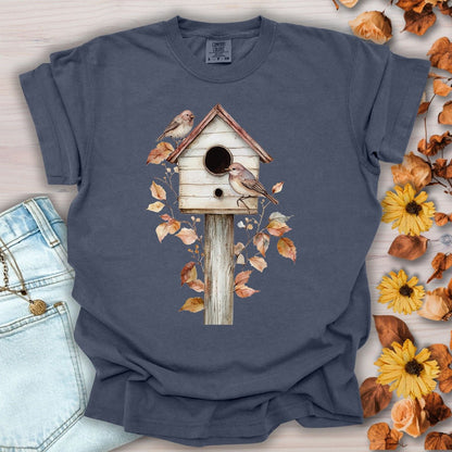 Rustic Birdhouse & Fall Leaves T-Shirt