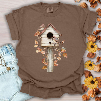 Rustic Birdhouse & Fall Leaves T-Shirt