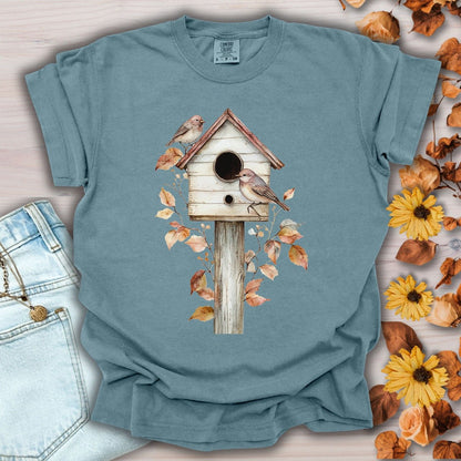 Rustic Birdhouse & Fall Leaves T-Shirt