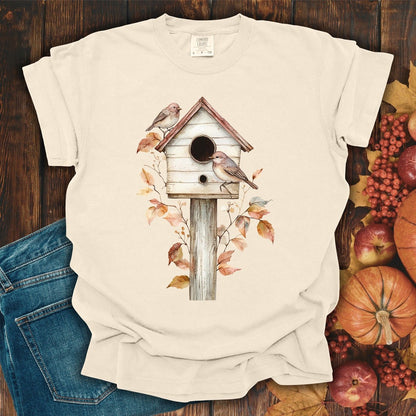 Rustic Birdhouse & Fall Leaves T-Shirt