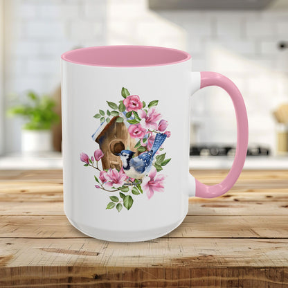 Rustic Birdhouse with Blue Jay Mug (11/15oz)