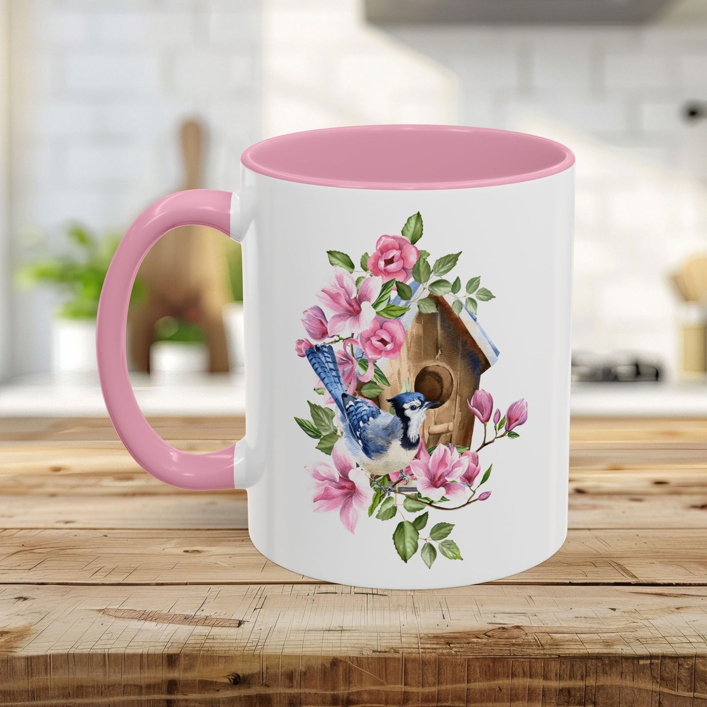Rustic Birdhouse with Blue Jay Mug (11/15oz)