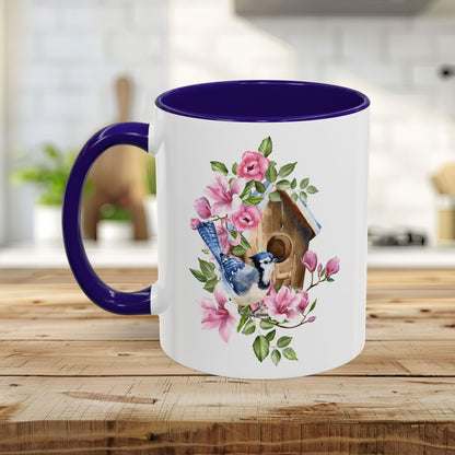 Rustic Birdhouse with Blue Jay Mug (11/15oz)