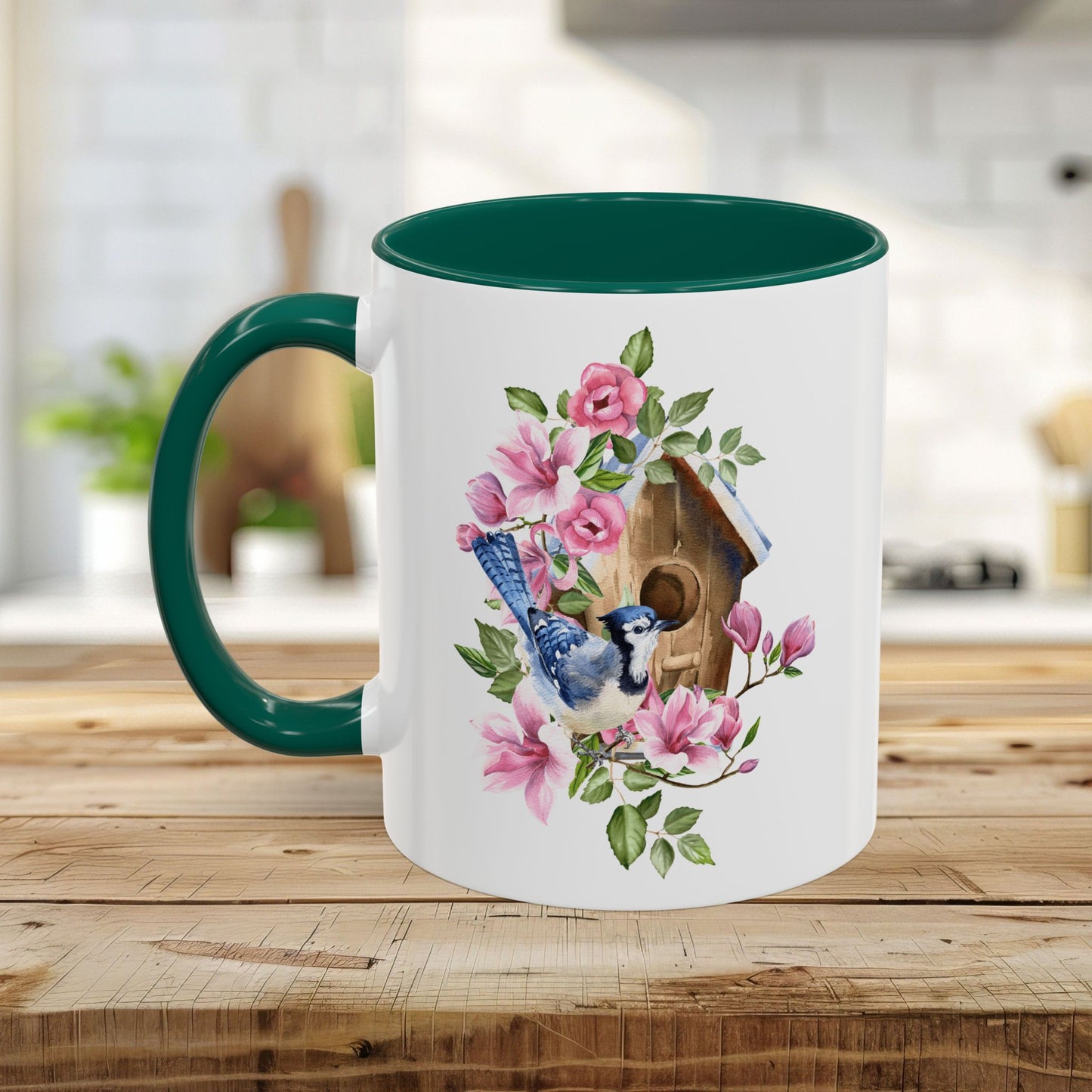 Rustic Birdhouse with Blue Jay Mug (11/15oz)