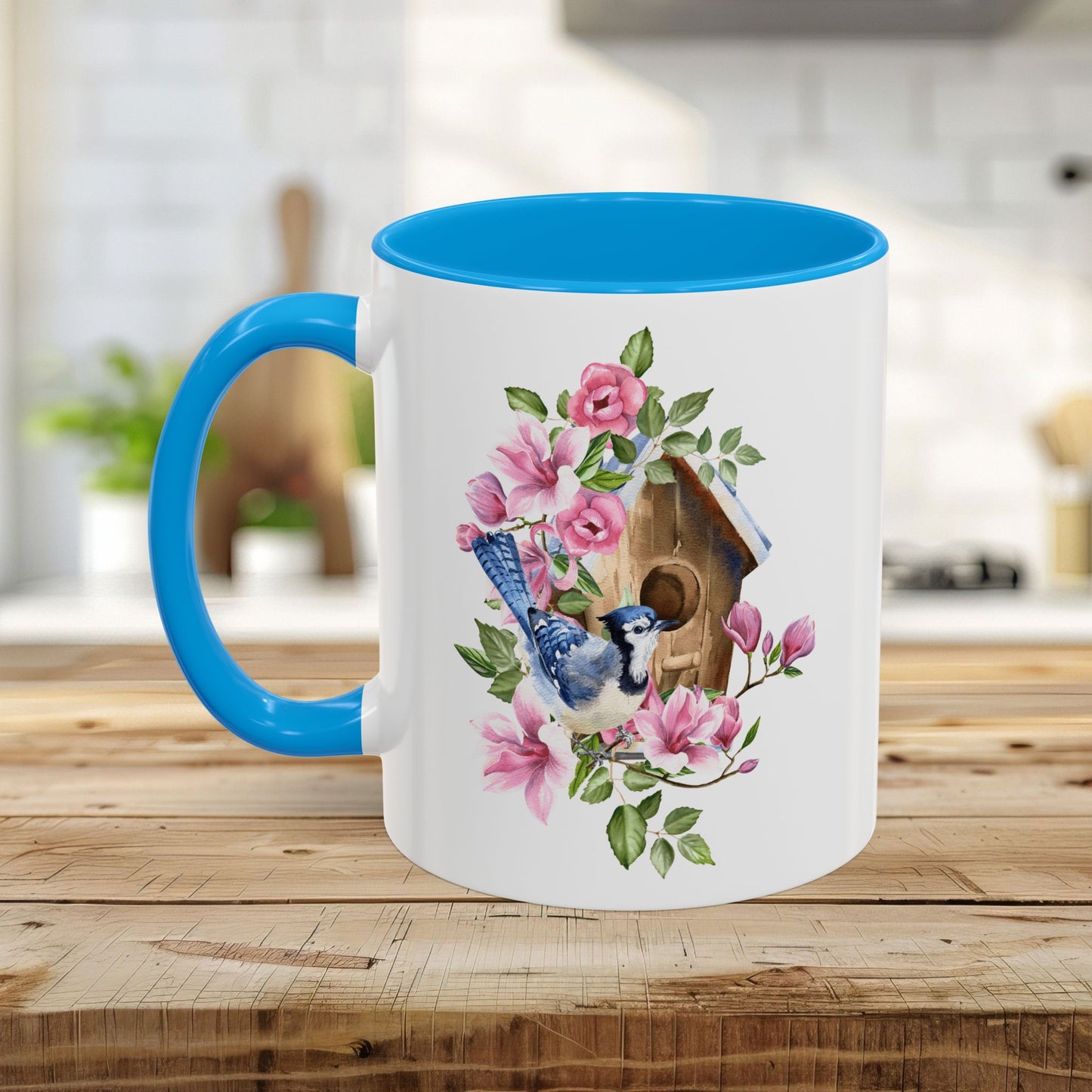 Rustic Birdhouse with Blue Jay Mug (11/15oz)