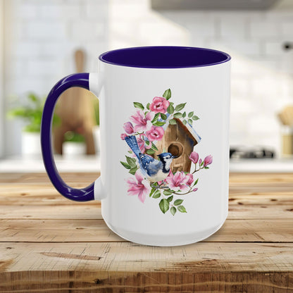 Rustic Birdhouse with Blue Jay Mug (11/15oz)