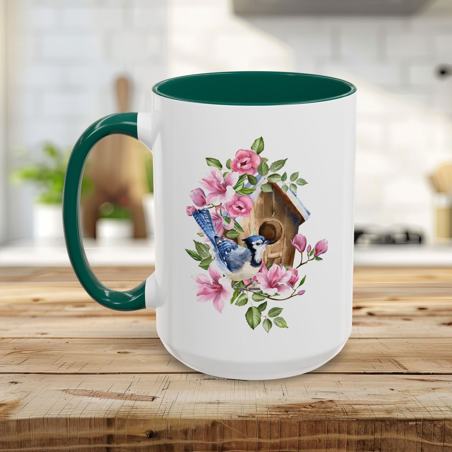 Rustic Birdhouse with Blue Jay Mug (11/15oz)