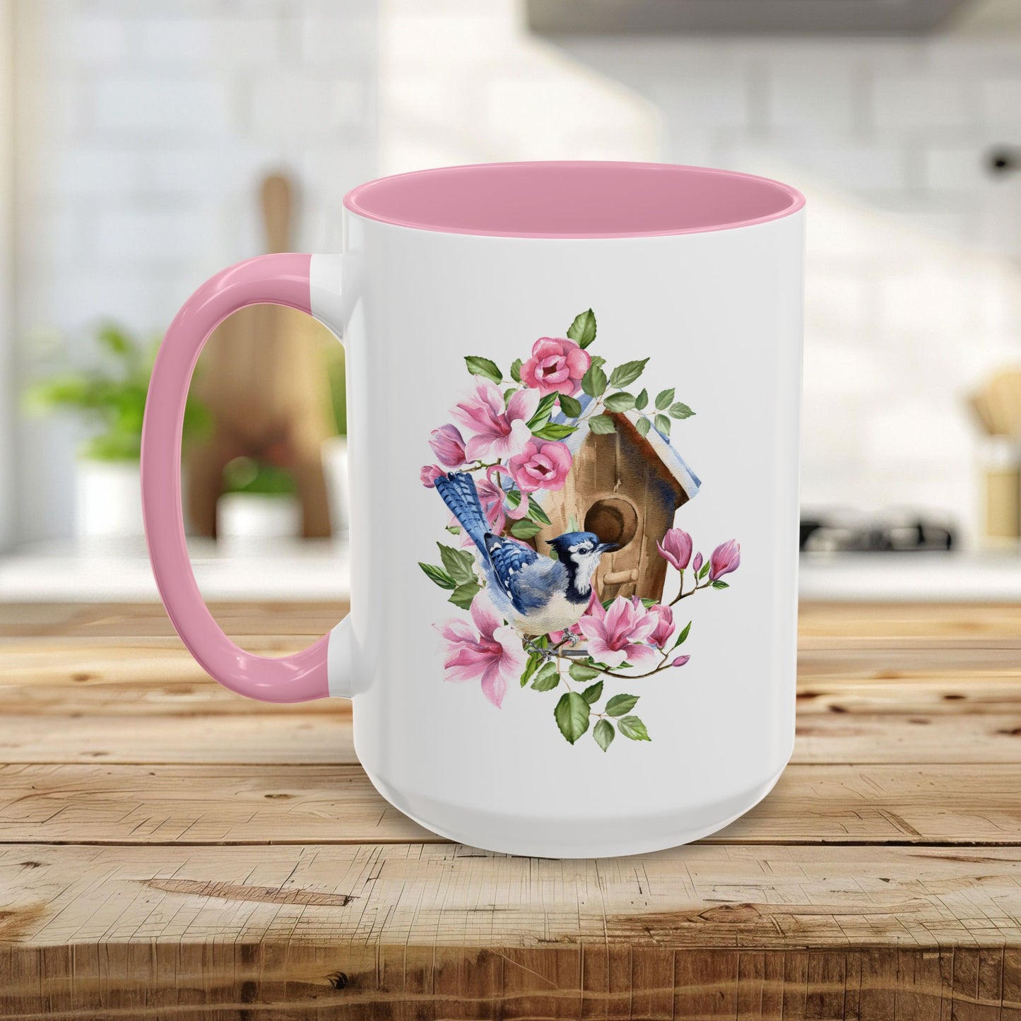 Rustic Birdhouse with Blue Jay Mug (11/15oz)