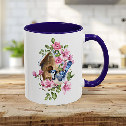 Rustic Birdhouse with Blue Jay Mug (11/15oz)