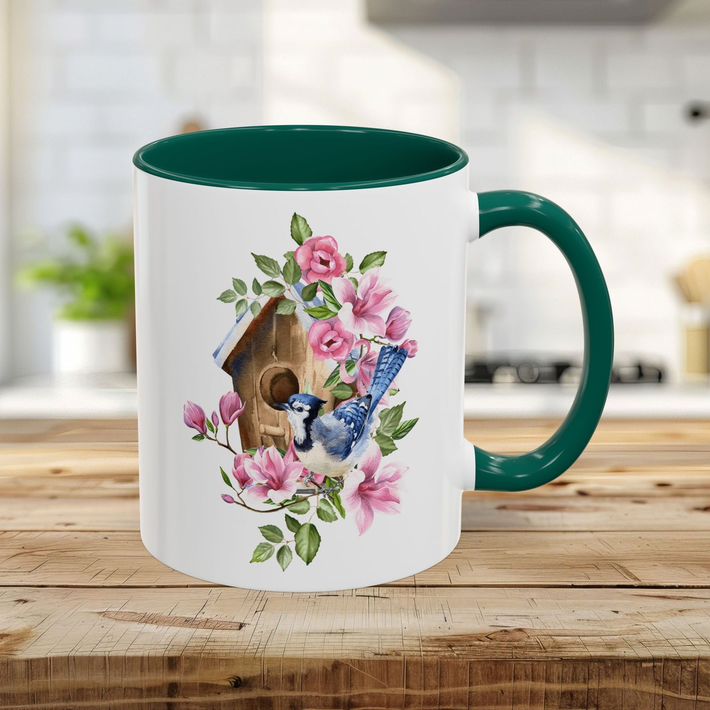 Rustic Birdhouse with Blue Jay Mug (11/15oz)
