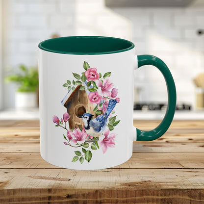 Rustic Birdhouse with Blue Jay Mug (11/15oz)