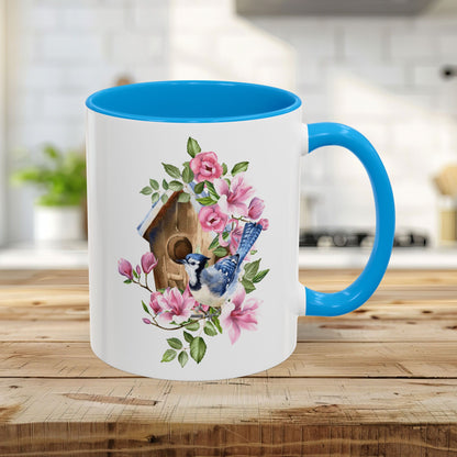 Rustic Birdhouse with Blue Jay Mug (11/15oz)