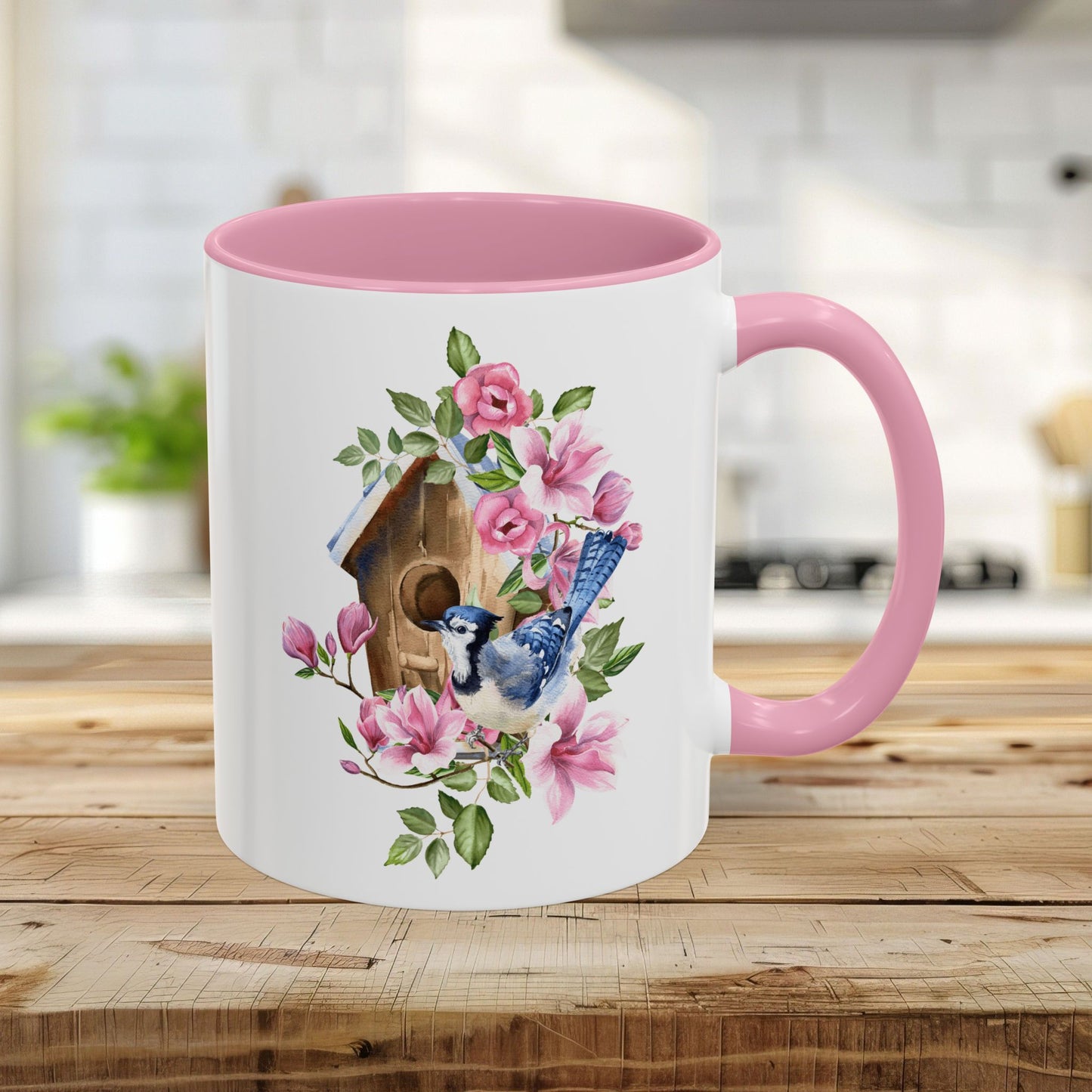 Rustic Birdhouse with Blue Jay Mug (11/15oz)