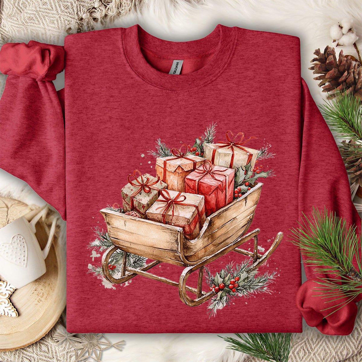 Rustic Christmas Sleigh Sweatshirt