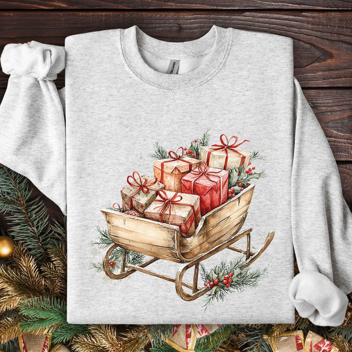Rustic Christmas Sleigh Sweatshirt