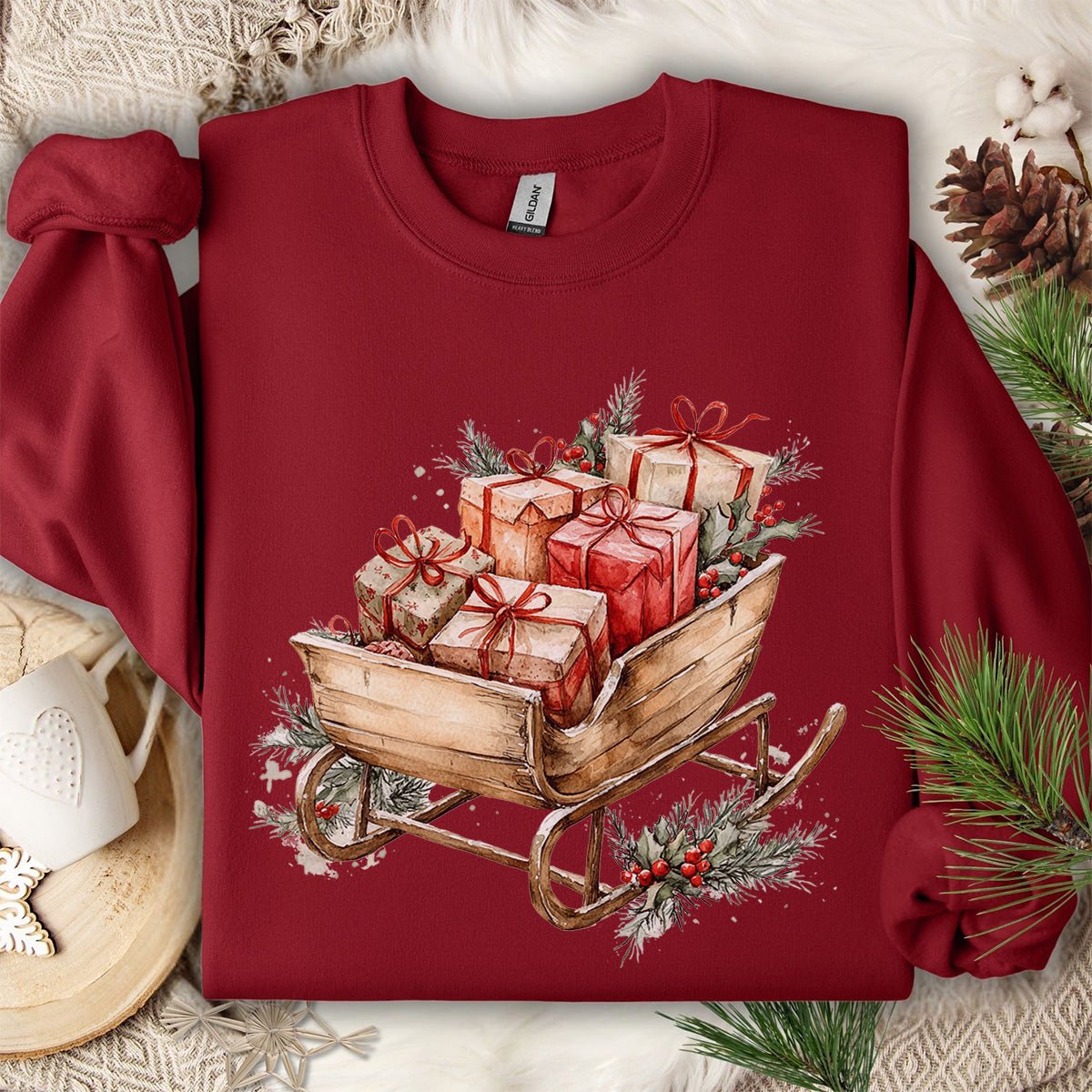 Rustic Christmas Sleigh Sweatshirt