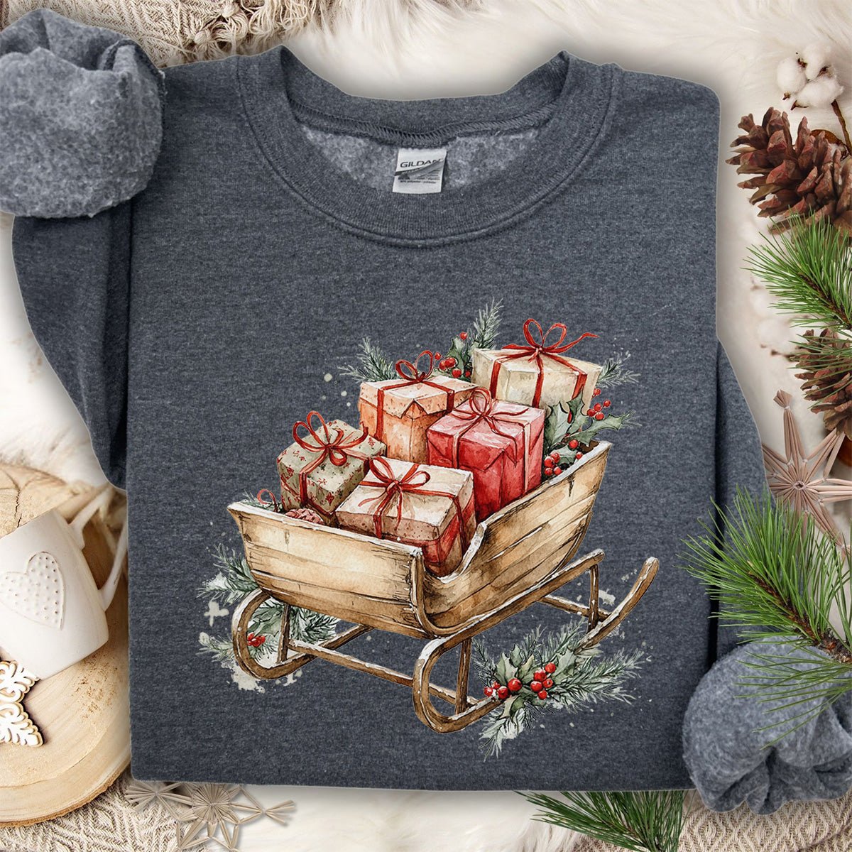 Rustic Christmas Sleigh Sweatshirt
