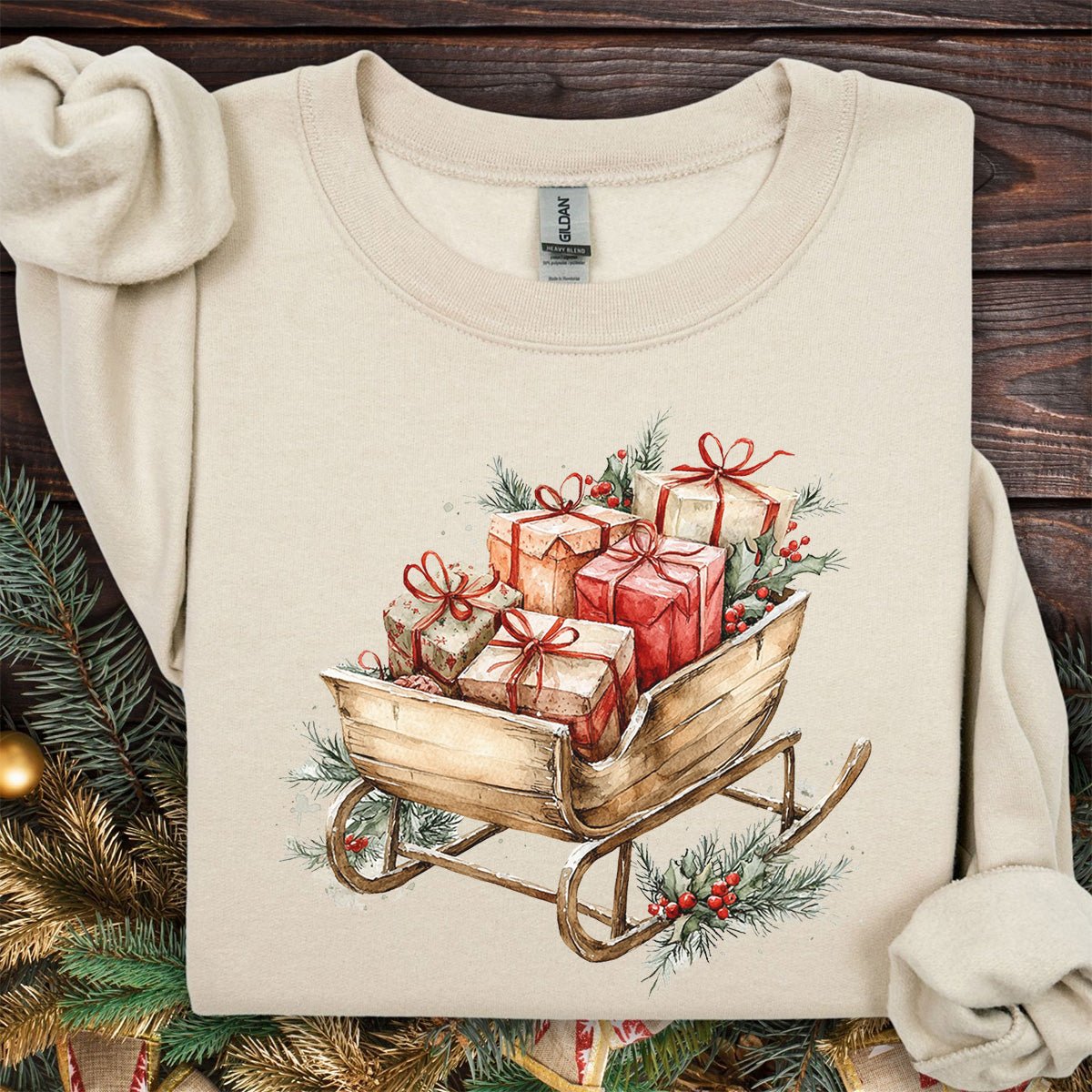 Rustic Christmas Sleigh Sweatshirt