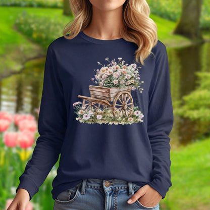 Rustic Cottage Garden Wagon Long Sleeve Tee