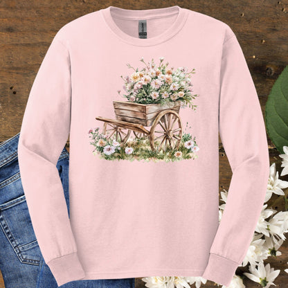 Rustic Cottage Garden Wagon Long Sleeve Tee