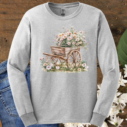 Rustic Cottage Garden Wagon Long Sleeve Tee