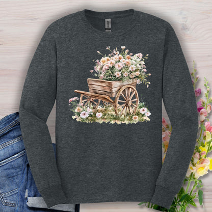 Rustic Cottage Garden Wagon Long Sleeve Tee