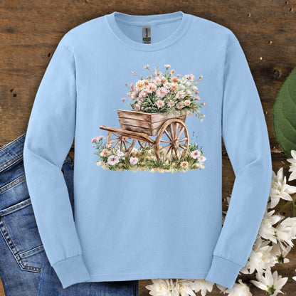 Rustic Cottage Garden Wagon Long Sleeve Tee
