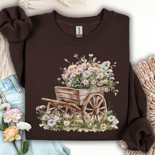 Rustic Cottage Garden Wagon Sweatshirt
