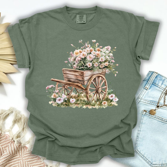 Rustic Cottage Garden Wagon T-Shirt