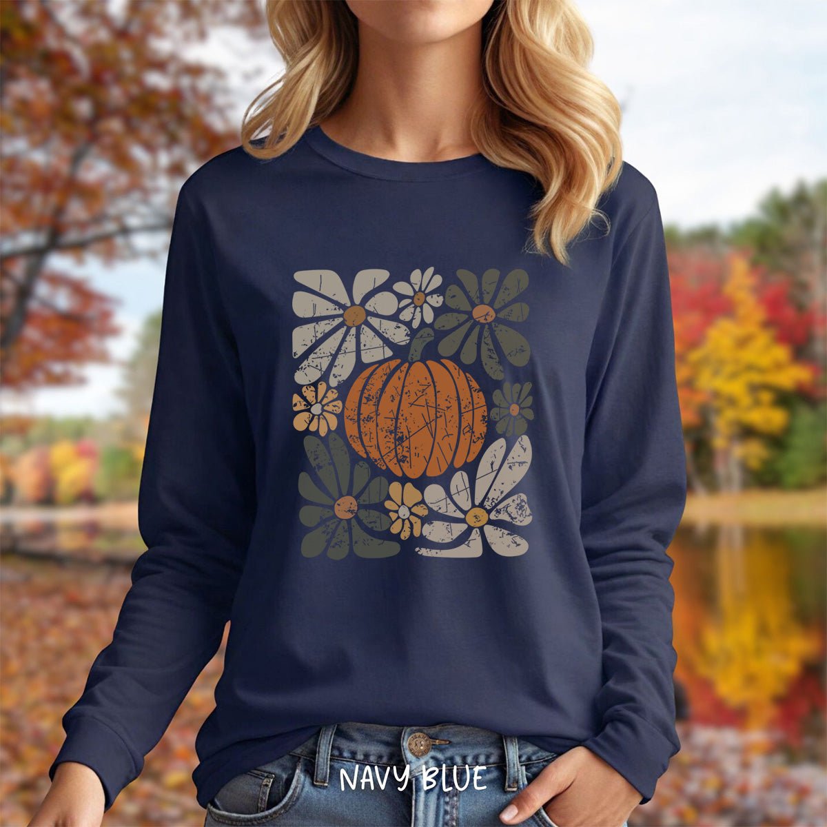 Rustic Fall Pumpkin Long Sleeve Tee