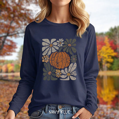 Rustic Fall Pumpkin Long Sleeve Tee