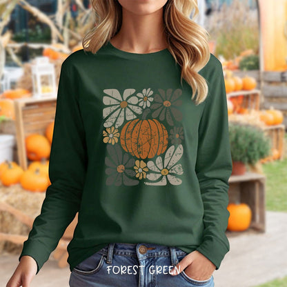 Rustic Fall Pumpkin Long Sleeve Tee