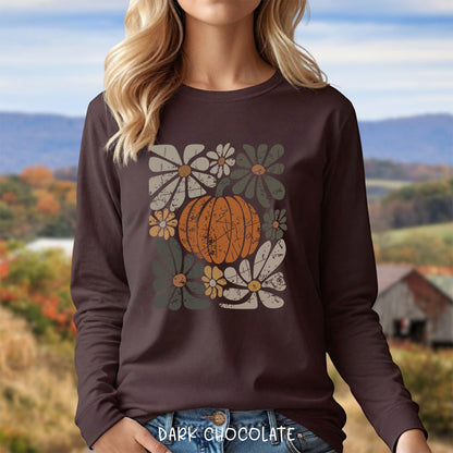 Rustic Fall Pumpkin Long Sleeve Tee
