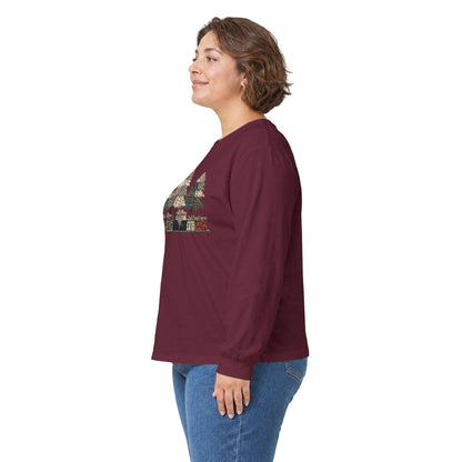 Rustic Faux Patchwork Christmas Trees Long Sleeve Tee