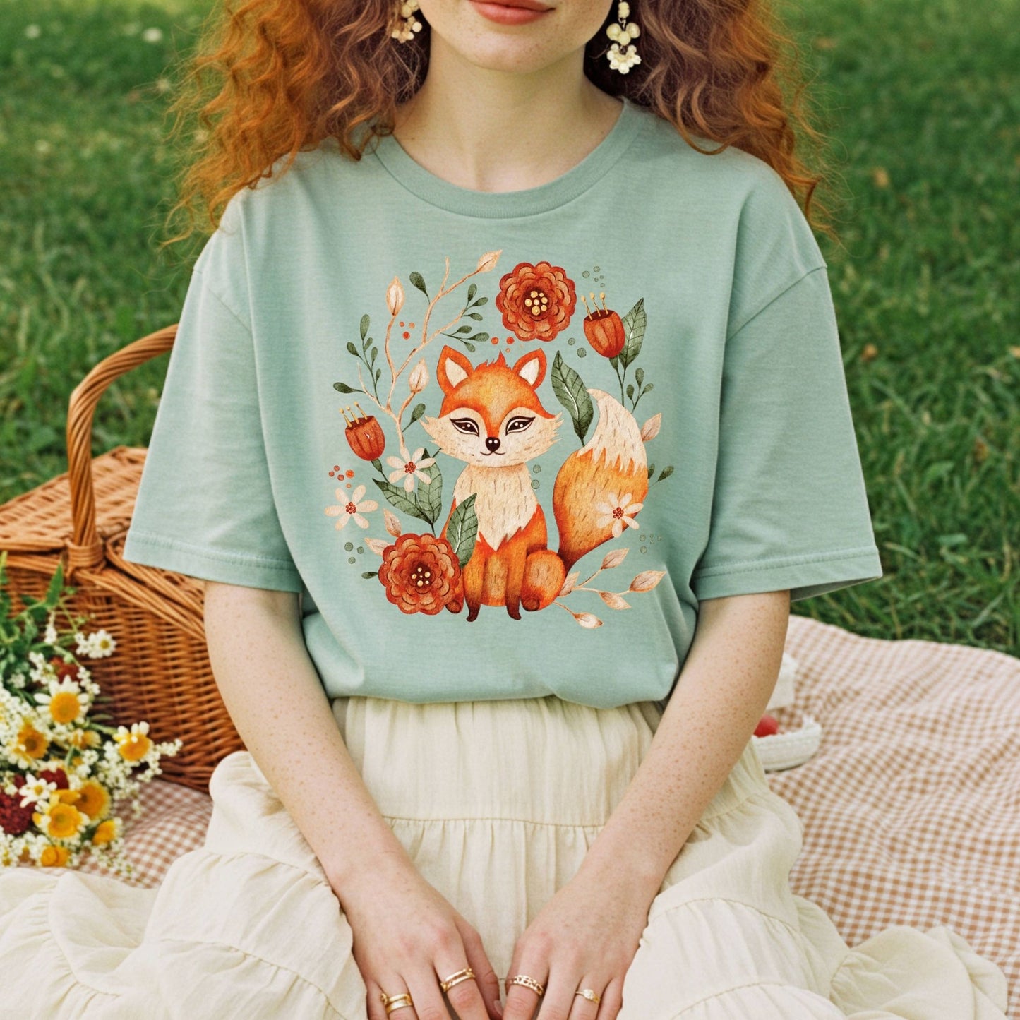 Rustic Folk Art Fox Tee