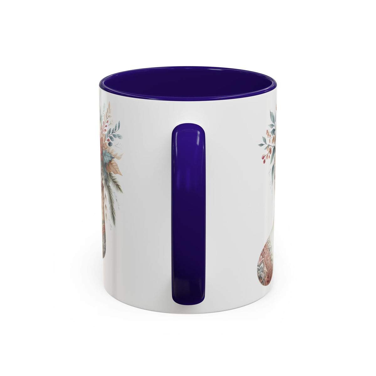 Rustic Holiday Floral Stocking Mug (11/15oz)