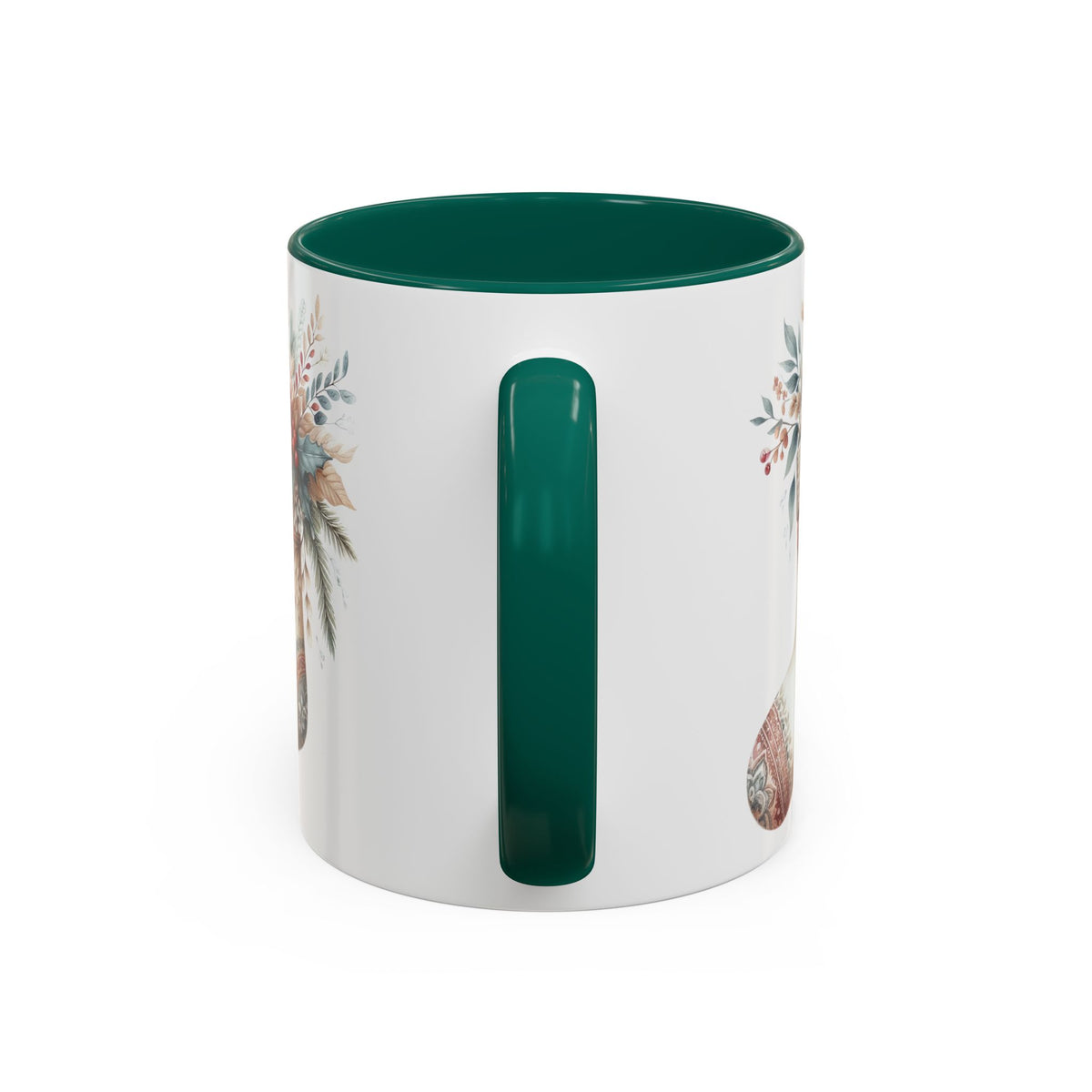 Rustic Holiday Floral Stocking Mug (11/15oz)