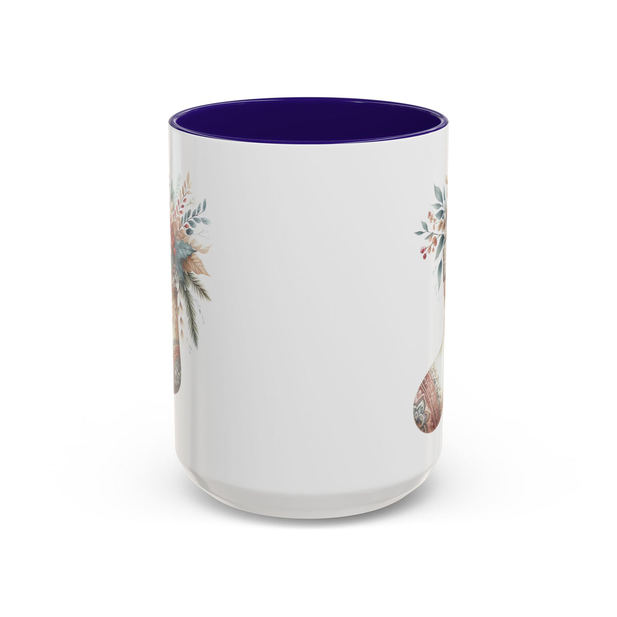 Rustic Holiday Floral Stocking Mug (11/15oz)