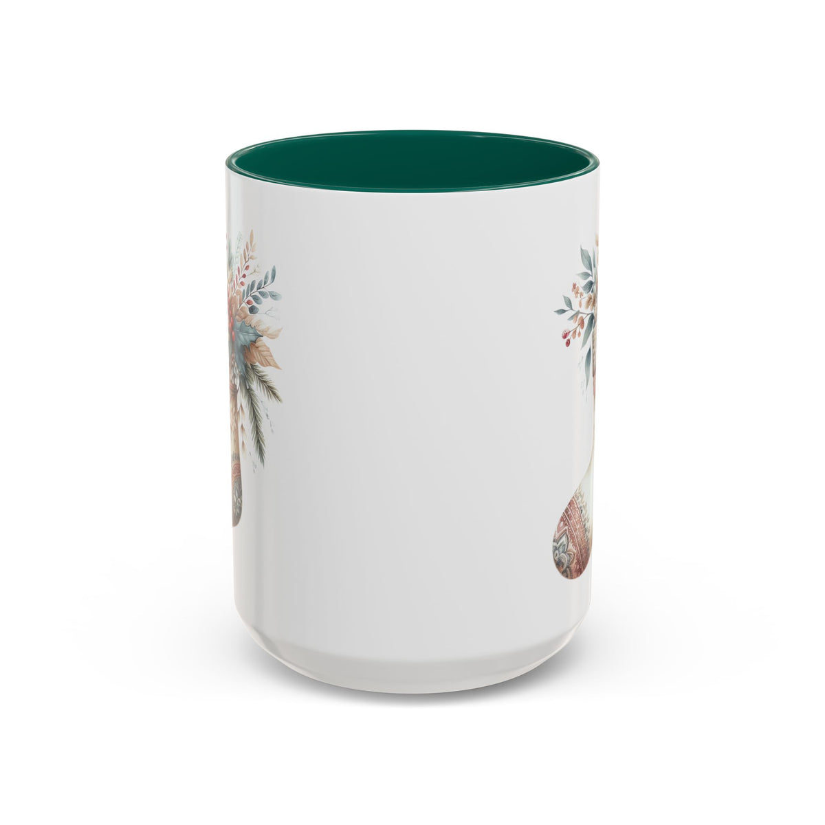 Rustic Holiday Floral Stocking Mug (11/15oz)