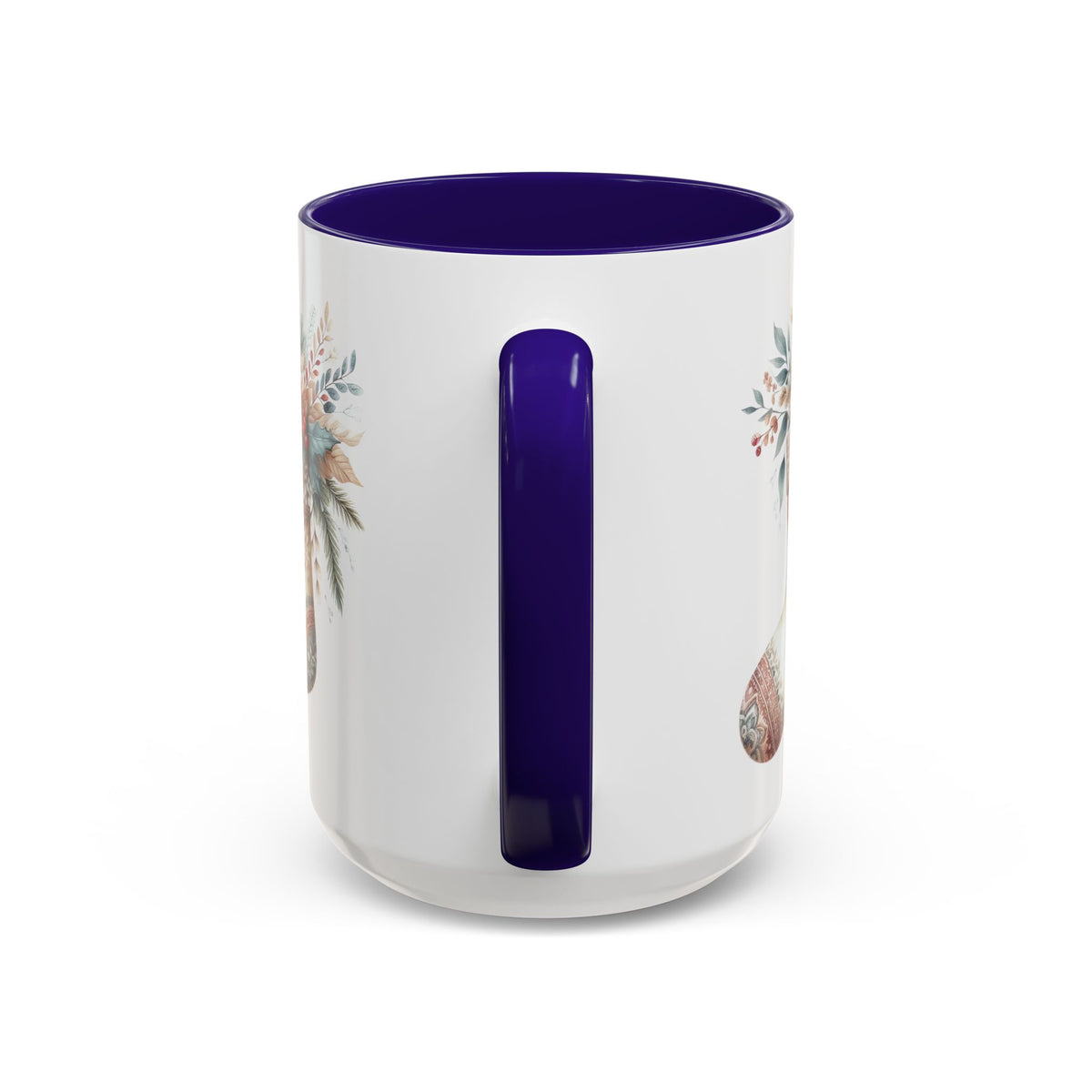 Rustic Holiday Floral Stocking Mug (11/15oz)