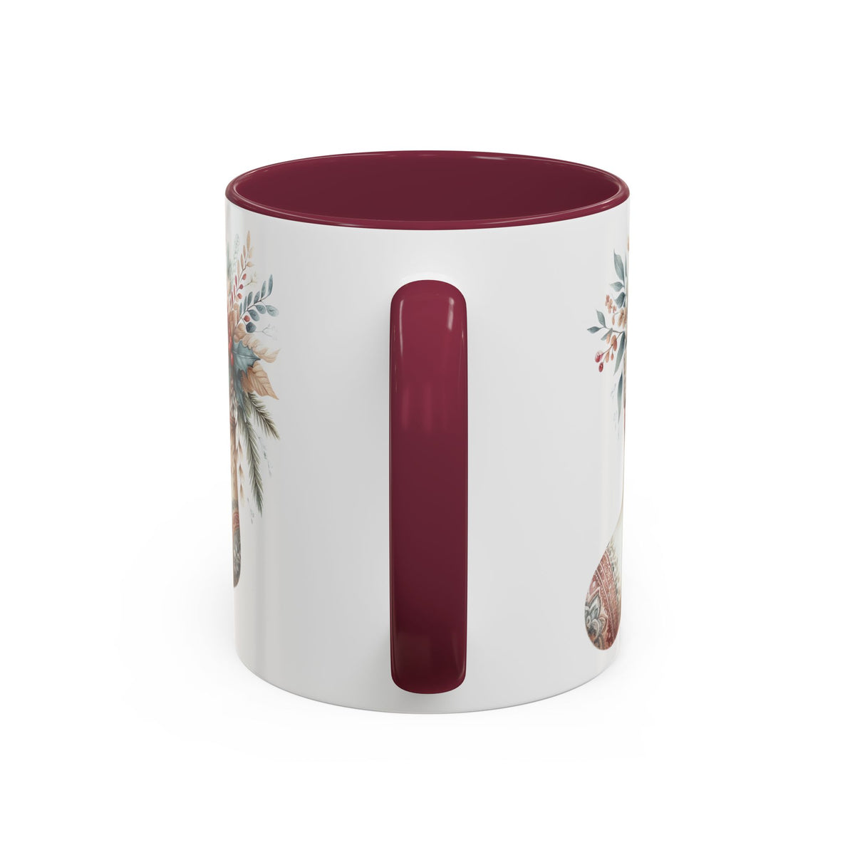 Rustic Holiday Floral Stocking Mug (11/15oz)