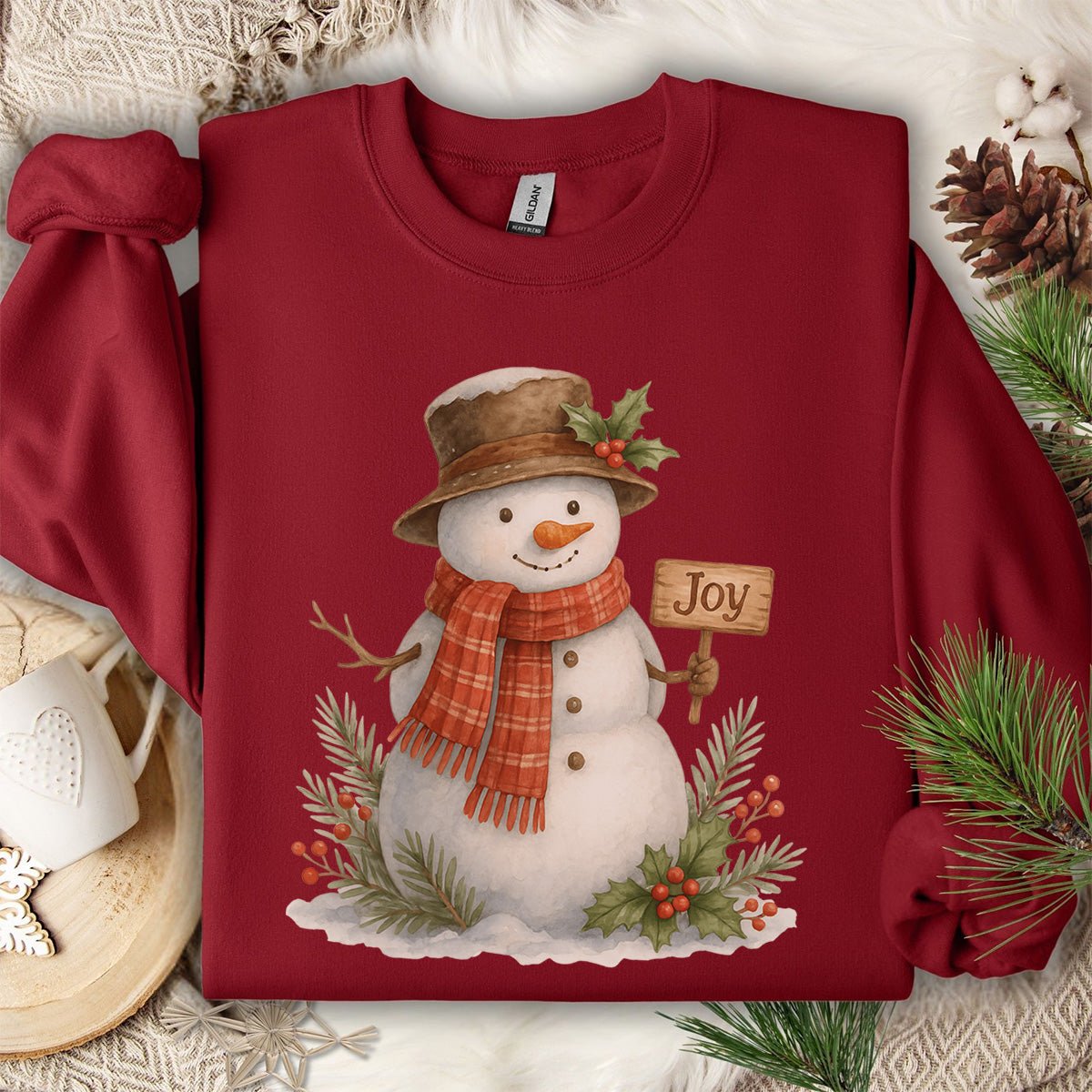 Rustic Joyful Snowman Sweatshirt