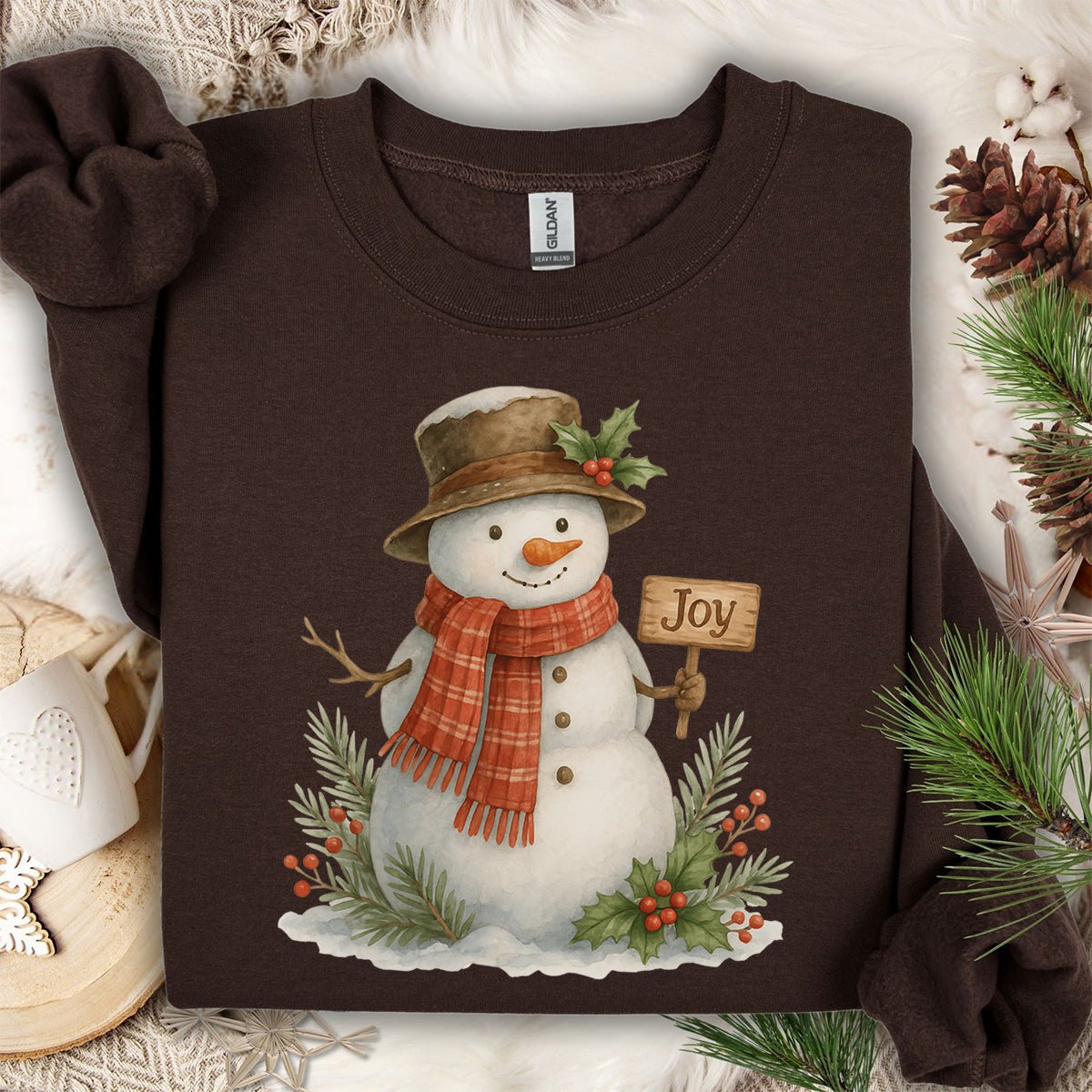 Rustic Joyful Snowman Sweatshirt
