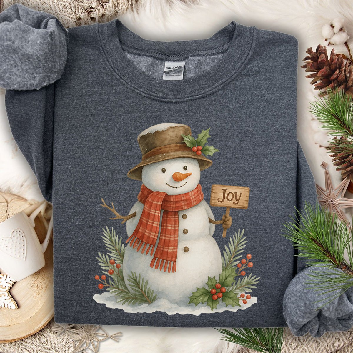 Rustic Joyful Snowman Sweatshirt