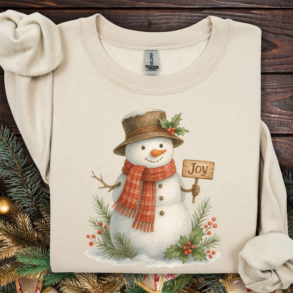 Rustic Joyful Snowman Sweatshirt