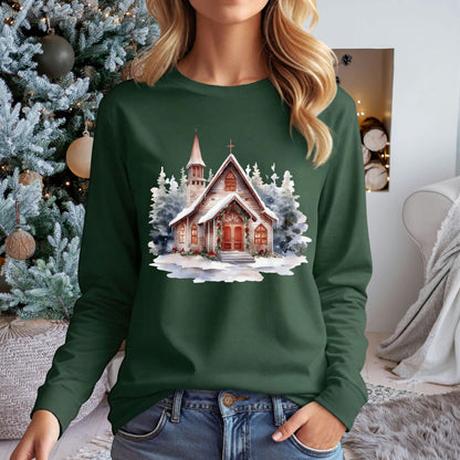 Rustic Mountain Chapel Long Sleeve Tee